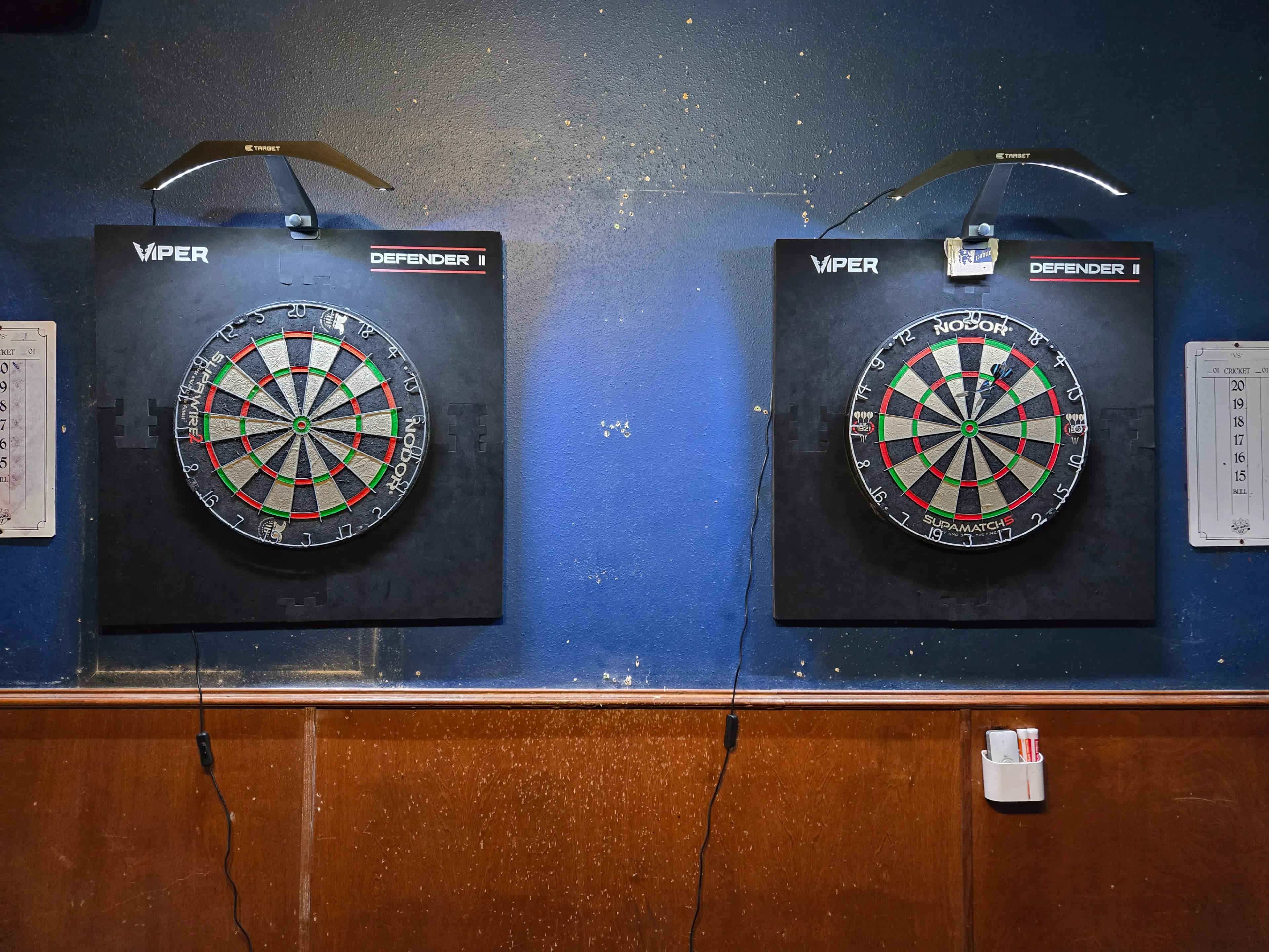 Dart boards inside Malone’s Pub Fort Worth