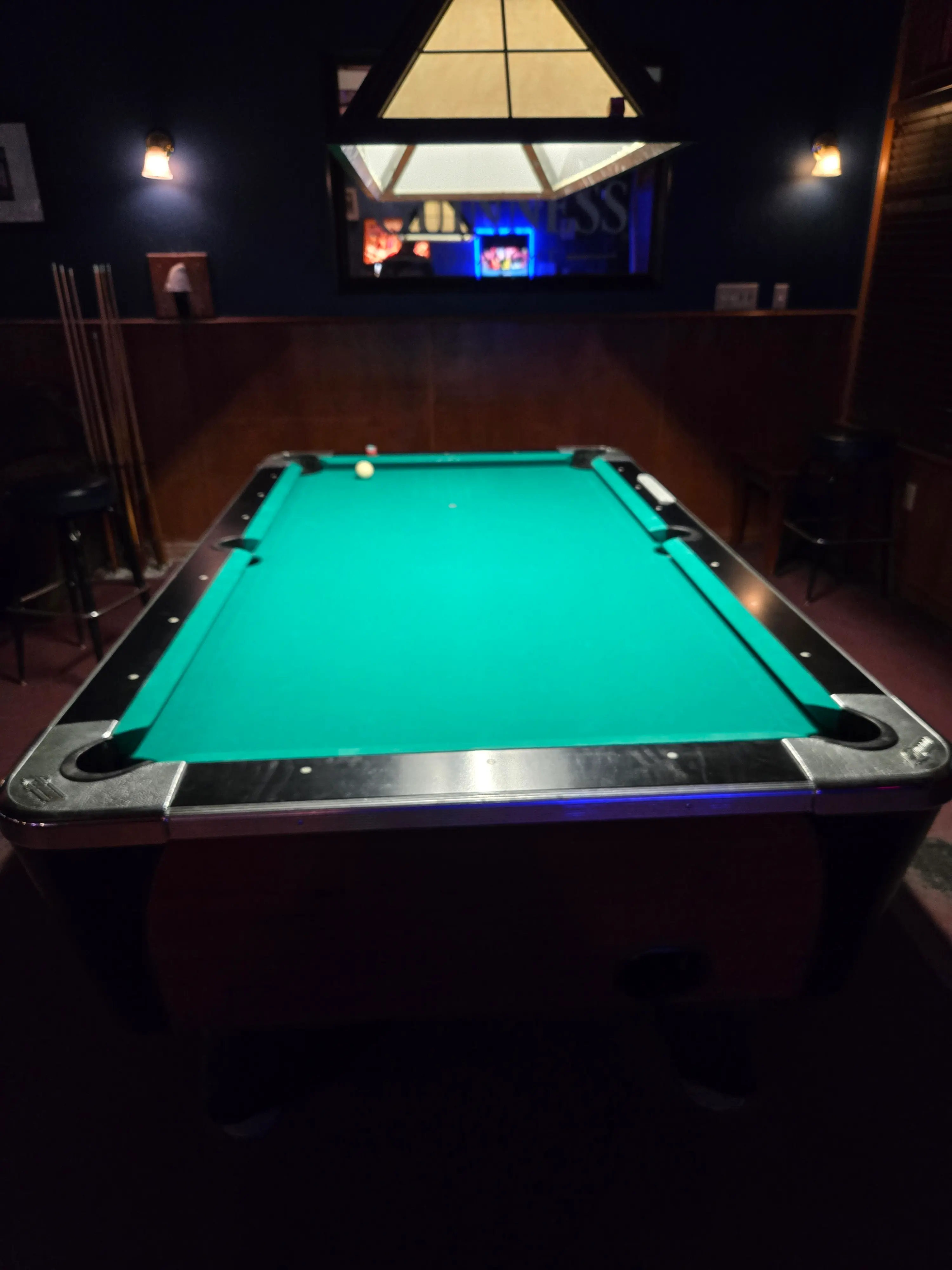Pool table at Malone’s Pub in Downtown Fort Worth
