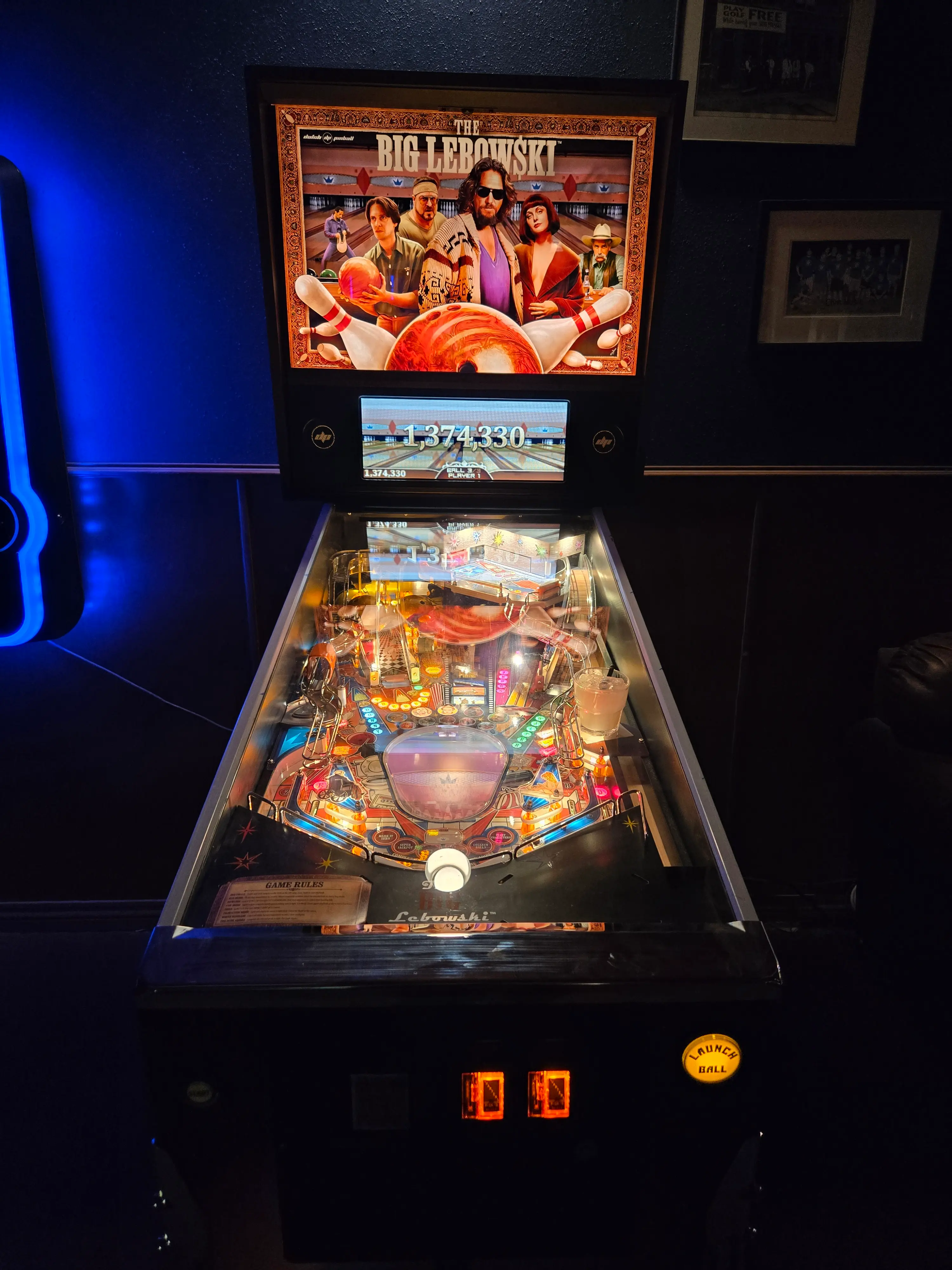 Big Lebowski pinball machine at Malone's Pub Fort Worth